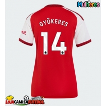 Camisa de Futebol Arsenal Viktor Gyokeres #14 Equipamento Principal Mulheres 2026-27 Manga Curta